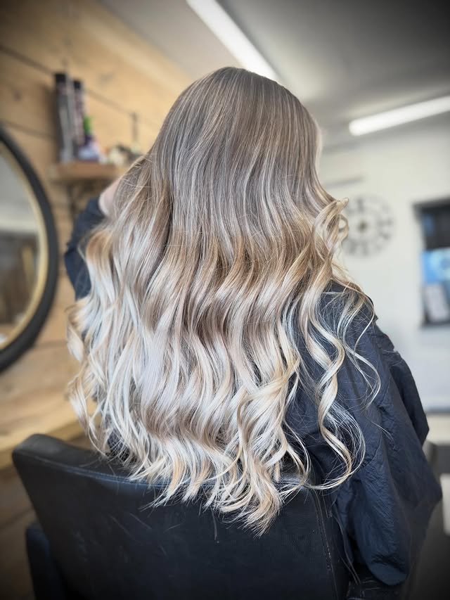 Icy blonde waves created at The Hair Lodge